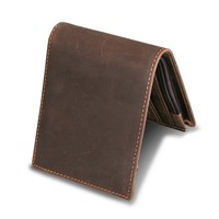 Dompet Pendek Pria Buatan Tangan Gaya Sederhana dari Kulit Crazy Horse Ramah Lingkungan dengan Pola Titik PVC dan Lapisan PVC