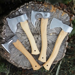 Hache compacte industrielle en acier inoxydable forgée à la main avec manche en bois, outil utilitaire d'extérieur pour couper et hacher le bois - Product Image 5
