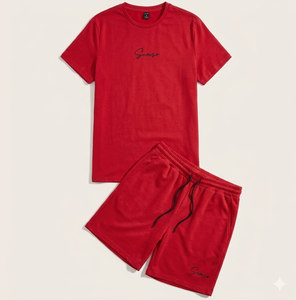 Factory Custom Men 2 Piece Shorts <b>Set</b> 100% Cotton <b>Knitted</b> Quick Dry Casual Summer Outfit with Custom Logo - Product Image 4