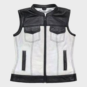 Chaleco de Cuero Blanco Estilo Club para Mujer - Product Image 1