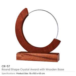 Récompense en cristal rond en forme de lune, objet de collection culturel, avec base en bois pour l'affichage de bijoux - Product Image 3