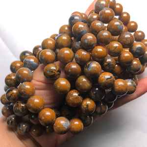 Cuentas de piedras preciosas de pietersita dorada natural, cuentas redondas sueltas para la fabricación de joyas, pulseras, collares y manualidades. - Product Image 5