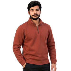 Sudadera al por mayor con media cremallera, estilo urbano, personalizada, con dobladillo de punto acanalado - Product Image 6