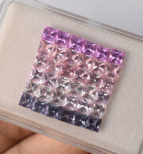 <b>Rainbow</b> Multi Sapphires Kunzite, Peach Morganite Squares Princess Cut 4 mm Mix Shade <b>Lab</b> Corundum Gemstone For Jewelry Makings - Product Image 3