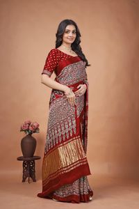 Beautiful Gaji Silk Original Bandhani With <b>Gota</b> Pati Hand Work Saree-wholesale - Product Image 5