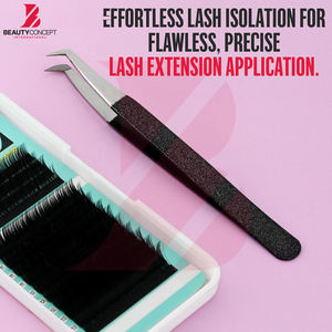 Pinzas para Extensión de Pestañas con Punta de Fibra, Marca Privada, Venta al Por Mayor, Recubrimiento Negro Brillante, Herramientas de Alta Precisión para Volumen de Pestañas - Product Image 3