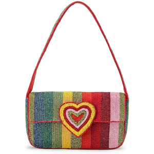 Handmade <b>Green</b> Pepper Beaded Shoulder <b>Bag</b> Women Chili Striped Flap Evening <b>Clutch</b> Underarm Handbag Purse - Product Image 2