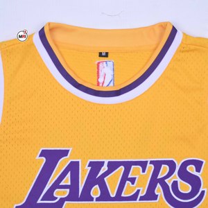Maillot de basket-ball pour homme en polyester respirant à manches courtes avec numéro 6 au dos, couleur jaune, taille plus, vêtements de sport - Product Image 5
