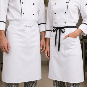 Uniforme de Chef Profesional, Conjunto Completo de 4 Piezas, Transpirable, 100% Algodón, Repelente a Líquidos, Chaqueta de Chef, Pantalones, Delantal y Gorro para Restaurante - Product Image 4