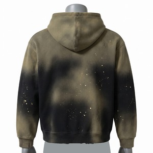 เสื้อฮู้ดดี้โอเวอร์ไซส์ผ้าฝ้าย 100% ปักลายตามสั่ง ย้อมสีแบบไทได แต่งขาดๆ ทำสีกระเด็น สไตล์สตรีท แบบสวมหัว ยูนิเซ็กซ์ - Product Image 4