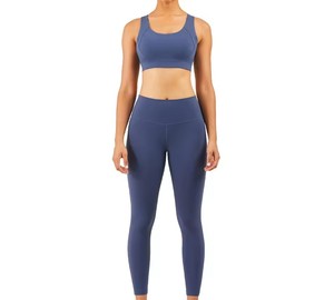Nuevo Diseño Personalizado, Conjunto de Yoga de 2 Piezas para Mujer con Cintura Elástica Sólida, Spandex/Nylon de Alta Calidad, Secado Rápido, Ligero, para Entrenamiento en el Gimnasio - Product Image 1