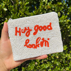 Bolsa de Mano Tipo Clutch Hecha a Mano con Cuentas Vintage, Unisex, Anti-Robo, Suave, Grande, con Cremallera Personalizada para Viajes y Fiestas, Letras Rojas, Regalo - Product Image 2