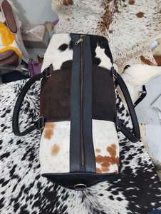 Bolsa de Viaje de Piel Auténtica Personalizada, Ligera, de Piel de Vaca con Pelo, para Fin de Semana o Viajes Cortos LHODB-0163 - Product Image 6