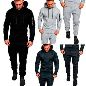 Survêtements en molleton de haute qualité pour hommes, vêtements de sport athlétiques, sweat à capuche zippé, pantalon de jogging, ensemble deux pièces surdimensionné - Product Image 1