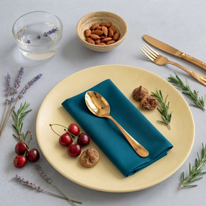 Serviette de table carrée en lin bleu sarcelle tissée à la main 60x60cm, essuie-tout de cuisine jetable à séchage rapide pour mariage et repas - Product Image 3