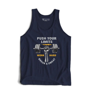Camiseta sin mangas deportiva personalizada para hombre, color gris, con estampado de construcción corporal, transpirable, cuello en V, 100% algodón, con logo frontal. - Product Image 4