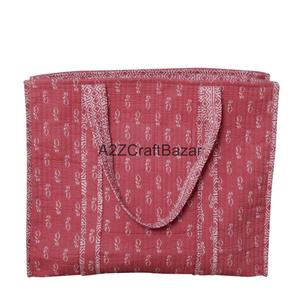 Wholesale Quilted 100% Cotton <b>Long</b> Handle Tote <b>Bag</b> Large Capacity Reusable Eco-Friendly for Travel Daily Use - Product Image 5