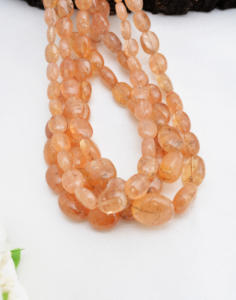 ลูกปัดโทแพซอิมพีเรียลธรรมชาติทรงวงรี ขนาด 10 นิ้ว สำหรับทำเครื่องประดับอัญมณีชั้นดี - Product Image 1