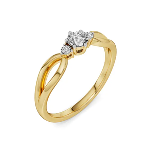 Bague de fiançailles en or jaune 14 carats avec diamant de laboratoire rond de 1,00 ct, certifié IGI, clarté VS1, couleur F, diamant CVD, sertissage trois pierres - Product Image 4