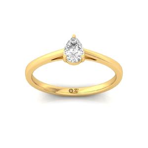 Elegant Luxury Pear Cut Lab Grown Diamond <b>Solitaire</b> <b>Ring</b> 925 Sterling <b>Silver</b> 10K Gold Plated Finish for Women - Product Image 1