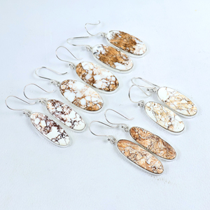 Pendientes de Magnesita Natural de Caballo Salvaje, Joyería de Piedras Preciosas del Suroeste, Pendientes Colgantes de Plata de Ley 925 - Product Image 2