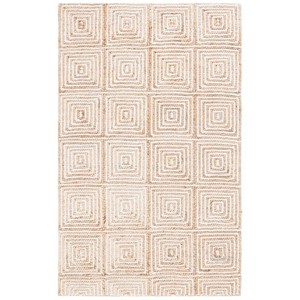 Alfombra de Yute Trenzada a Mano con Diseño Geométrico Moderno, Alfombra de Fibra Natural con Diseño a Cuadros, Decoración Rústica y Elegante para el Hogar - Product Image 3