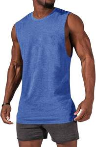 เสื้อกล้ามออกกำลังกายผู้ชายคุณภาพสูง ผ้าฝ้ายผสมโพลีเอสเตอร์ เสื้อกีฬา เสื้อซิงเกิล เสื้อกล้ามออกกำลังกายสำหรับฤดูร้อน - Product Image 4