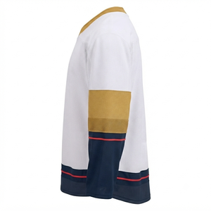 Jersey de Hockey sobre Hielo Personalizado en Blanco y Dorado, Uniforme de Equipo Sublimado Profesional, Camiseta de Hockey Transpirable, Ropa Deportiva OEM - Product Image 4