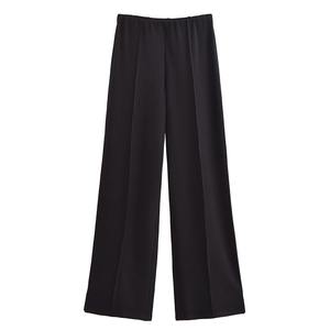 ชุดเซ็ต 2 ชิ้นสำหรับผู้หญิง แฟชั่นผ้าสองด้านทรงเข้ารูป คอกลม แขนยาว เสื้อท่อนบนหรูหรา ยืดหยุ่นได้ กางเกงขายาวทรงหลวม สวมใส่สบาย - Product Image 6