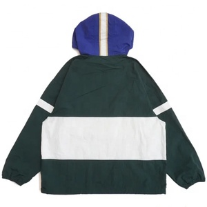 Venta al por mayor de ropa deportiva de talla grande cortavientos de color de contraste con capucha de moda de los hombres Casual cortavientos chaqueta transpirable - Product Image 2