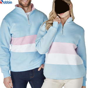 Sudaderas Unisex de Felpa Francesa 100% Algodón con Cierre de Cremallera de 1/4, Sudadera Oversize con Bloques de Color, Sudadera Casual con Cremallera de 1/4 - Product Image 1