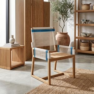 Silla de Comedor Moderna para Exteriores en Madera de Teca Sólida y Tejido de Cuerda Sin Cojín de KAG Furniture - Product Image 6