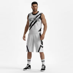 <b>Men</b> Sports Basketball Kit Printed Quick Dry Anti-Bacterial 100% Polyester Jersey and Shorts Training Fitness Wear - Product Image 4