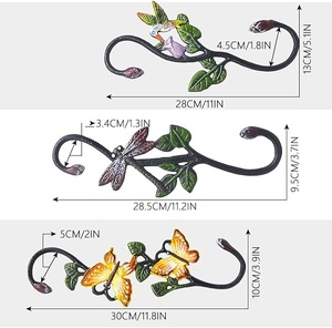 Rustic Thick Solid Steel Farmhouse Style <b>Wall</b> Hook Butterfly Design Handmade Waterproof Eco-Friendly Durable Hanging Garden <b>Bird</b> - Product Image 3
