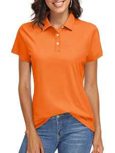 Polo à manches courtes pour femme, couleur unie blanche, tissu piqué respirant en polyester, tenue décontractée, tissu respirant, look élégant - Product Image 5