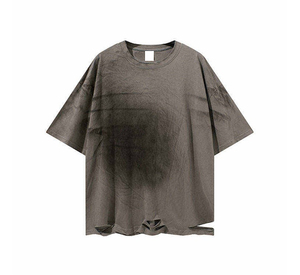 Custom <b>Tie</b> <b>Dye</b> Acid Wash Distressed T-<b>Shirt</b> Vintage Smudge Print Heavyweight Men Oversized Streetwear Tee Ripped Cotton Top - Product Image 2