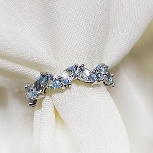 Natural Aquamarine Eternity <b>Ring</b> Minimal Antique Jewelry For Women March Birthstone Stacking Gift Elegant <b>Ring</b> - Product Image 1