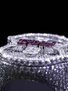 Luxury Platinum Plated Sterling <b>Silver</b> Bezel Set Moissanite Hip Hop Engagement Promise Anniversary <b>Ring</b> for Women <b>Men</b> - Product Image 3