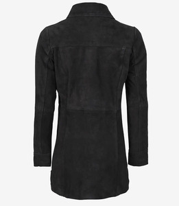 Fashion Outerwear Classic Fit <b>Men's</b> <b>Black</b> Suede <b>Long</b> <b>Coat</b> Single Breasted Turn Collar Casual Autumn Waterproof Windproof Jacket - Product Image 2