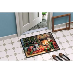 Paillasson Schnauzer Cozy Christmas Paillasson antidérapant lavable 24H X 36W pour tapis de porte d'entrée intérieure et extérieure - Product Image 4