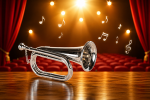 Trompette Bugle en laiton finition chromée, instrument de musique artisanal pour la performance, l'affichage décoratif, les spectacles de fanfare et les cérémonies - Product Image 4