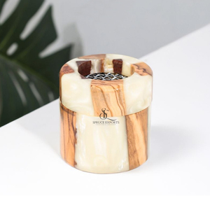 Quemador de incienso árabe de resina y madera, hecho a mano, de forma redonda, para Oud y Bakhoor, para decoración del hogar y aromaterapia, elegante incensario. - Product Image 2