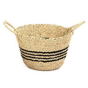 Panier de rangement décoratif en jonc de mer naturel accessoire décoratif tissé pour la maison - Product Image 1
