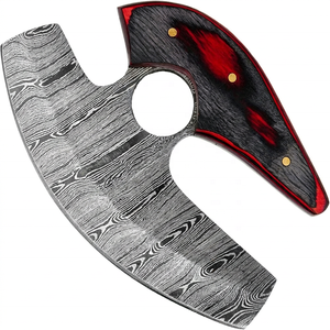 Cuchillo Ulu de Acero de Damasco con Mango de Resina y Madera Pakka, Punta Caída, DIY OEM/ODM, para Cocina, Picar, Preparar Alimentos, Rebanar y Cortar en Cubos - Product Image 3
