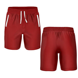 Pantalones Cortos Deportivos Casuales para Hombre, Rojos, de Secado Rápido, con Cordón Ajustable y Franja Lateral, Cintura Media, Tejido de Poliéster - Product Image 3