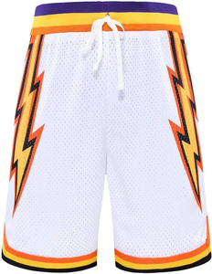 Shorts de basketball personnalisés pour hommes, style streetwear vintage, en toile tricotée respirante, avec impression Tackle et double maille - Product Image 3