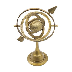 Élégant globe armillaire en laiton avec sphère terrestre centrale, sculpture astronomique vintage pour la décoration de table de bibliothèque ou de bureau - Product Image 6