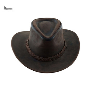 Sombrero de Vaquero de Cuero Personalizado, Estilo Deportivo Unisex, Sombrero de Gamuza Marrón de Ala Ancha para Exteriores, Sombrero para Adultos - Product Image 3