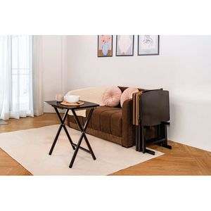 XL Oversized <b>Folding</b> <b>Tray</b> <b>Table</b> Set of 4 with Rack Black Dining Room Furniture - Product Image 2