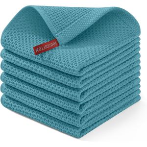 Panni da Cucina Ultra Morbidi in 100% Cotone a Nido d'Ape, Asciugatura Rapida, 30x30 cm, Confezione da 6, Blu Lago - Product Image 1